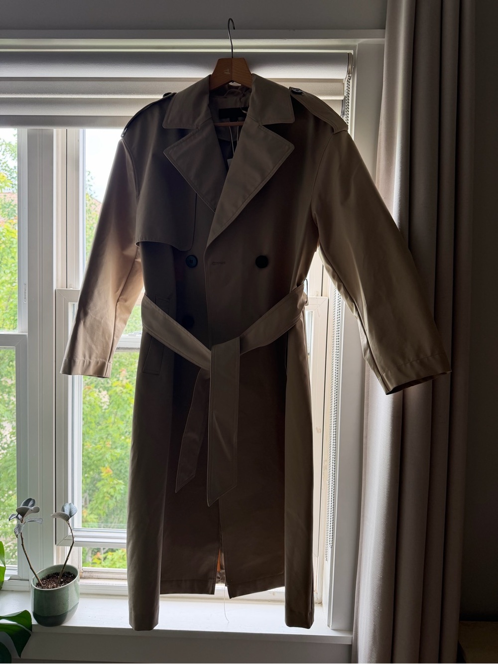 Zara, Long Belted Trench Coat, Size Small, Taupe Brown - Picture 2 of 9